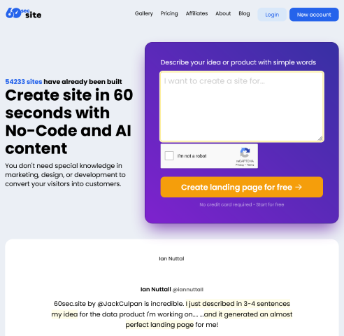 Learn how 60sec.site enables you to design landing pages for SaaS