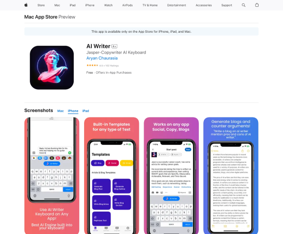 AI Writing App for iOS/macOS
