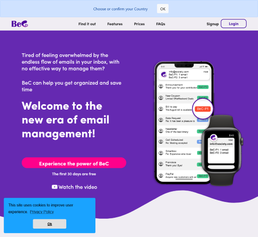 BeC is an AI application that transforms email management by sorting and prioritizing emails based on your preferences and interaction habits. Ideal for professionals and power users