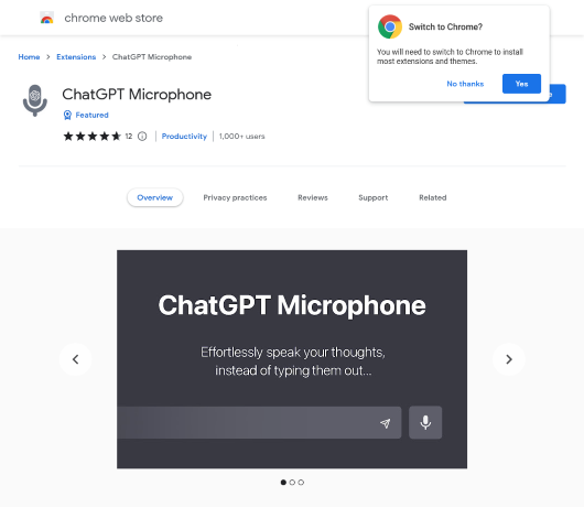 Discover the ChatGPT Microphone Chrome extension