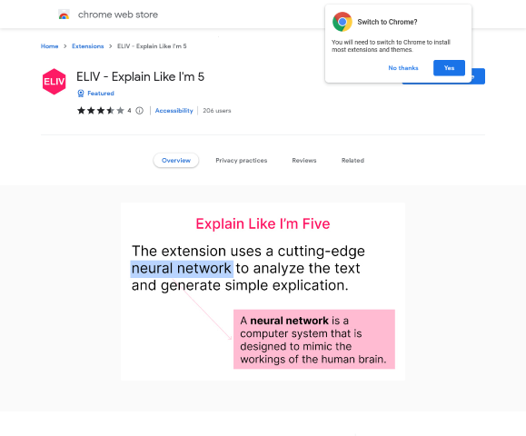 ELIV - Explain Like I'm 5 is a Chrome extension that simplifies complex ideas