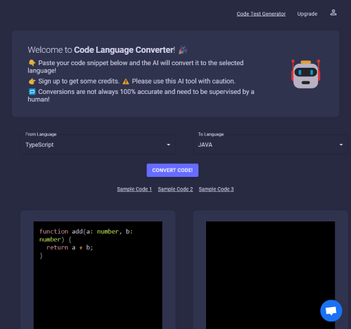 Explore Code Translator AI - an innovative tool that transforms how developers translate code between different programming languages