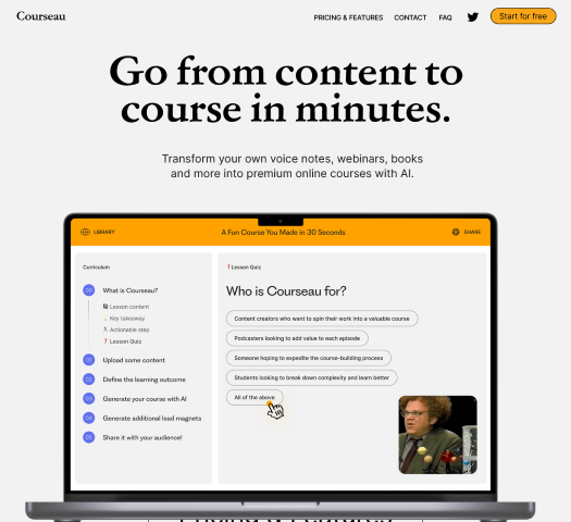 Courseau leverages AI to convert content into engaging