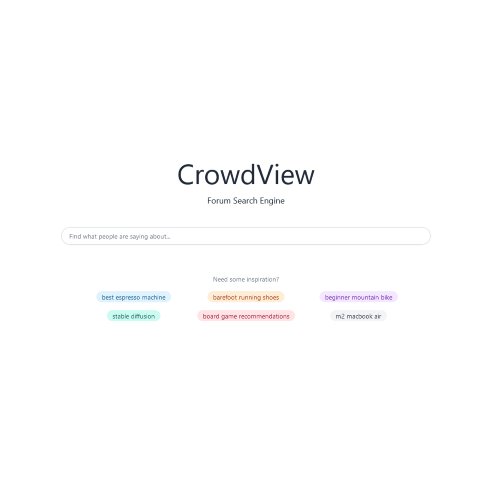 Unlock the power of discussions with CrowdView. This AI-driven discussion search engine helps you extract valuable insights from online conversations