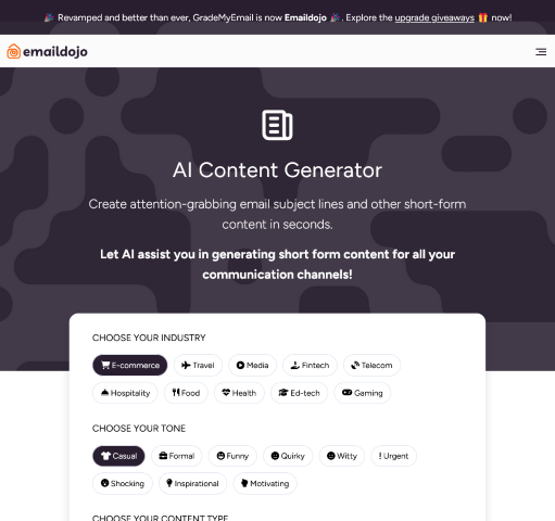 Explore emaildojo.io's AI Content Generator to elevate your messaging with precision and engagement