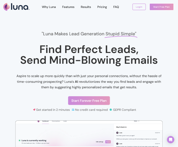 Luna is revolutionizing lead generation and email marketing with its AI-powered features