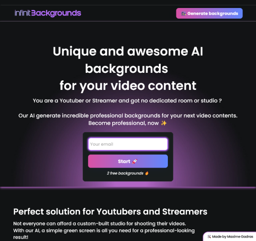 Enhance your video content with Infinit Backgrounds. This AI-powered platform offers a wide range of unique and professional backgrounds ideal for YouTubers and streamers. Learn more about its features