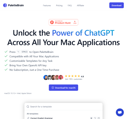 Boost your productivity by integrating ChatGPT into your Mac applications with PaletteBrain. Discover its features