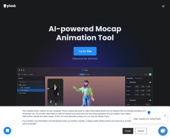 Plask Motion is an innovative AI-powered animation editor that eliminates the need for motion capture suits. Ideal for animation enthusiasts and content creators