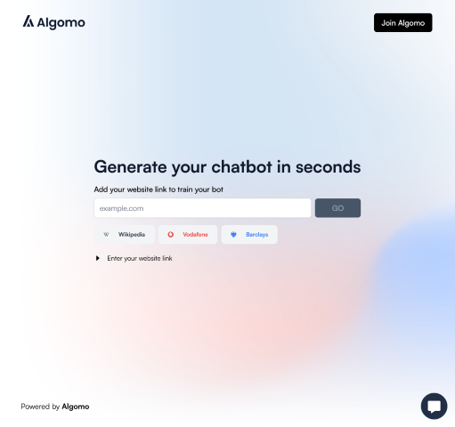 Discover the efficiency and simplicity of the Algomo Chatbot Generator