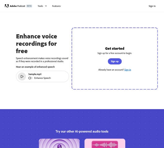 Enhance Speech from Adobe offers a free AI audio filter to clean up spoken audio and enhance its quality