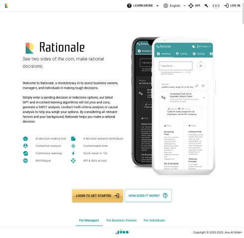 Rationale Decision AI uses advanced GPT-4 and in-context learning to provide decision-makers with thorough analyses