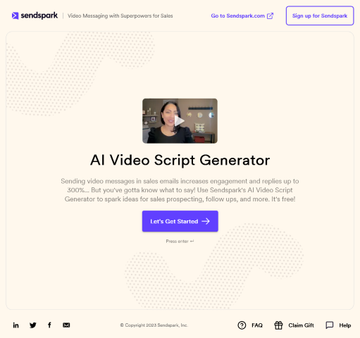 Explore Sendspark's AI Video Script Generator designed to tailor scripts for your sales process. Ideal for sales professionals needing scripts for prospecting