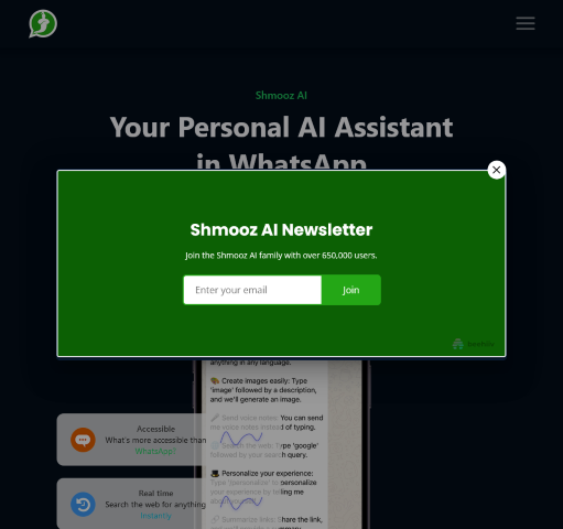Transform your WhatsApp interactions with Shmooz AI! Powered by GPT-3.5