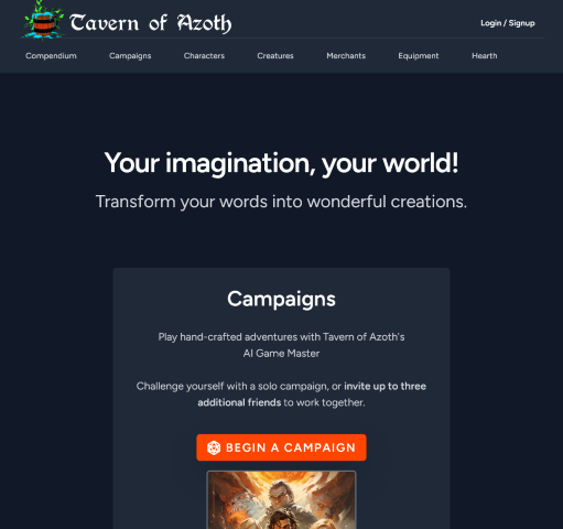 Tavern of Azoth invites you to explore its mystical world. Delve into the mysteries and adventures that await you in this AI-powered immersive experience.