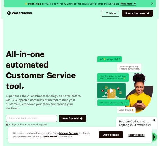 Explore the benefits of Watermelon AI's customer service tool