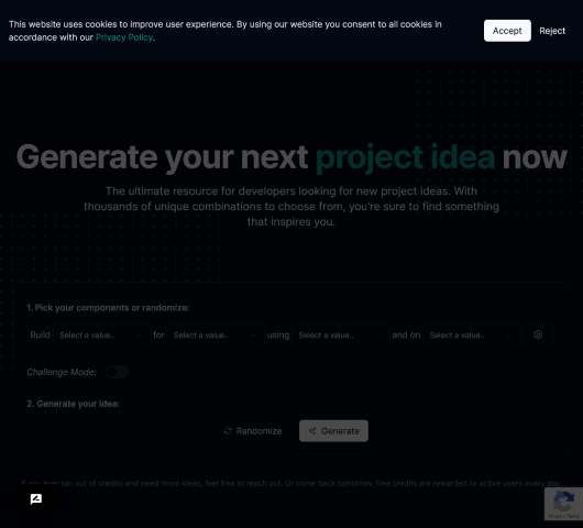 "What Should I Build Next?" is a free AI tool that generates random development project ideas based on user preferences