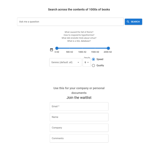 AllSearch.ai is a ground-breaking AI application that enables users to access and search content from thousands of books