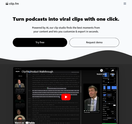 ClipFM is an AI-powered tool that converts long videos into short