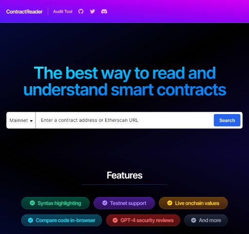 Understand the intricacies of smart contracts effortlessly with ContractReader. This AI application is ideal for developers