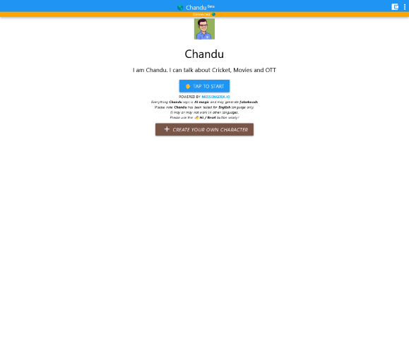 Chandu on MessengerX is an AI chatbot tailored for cricket fans