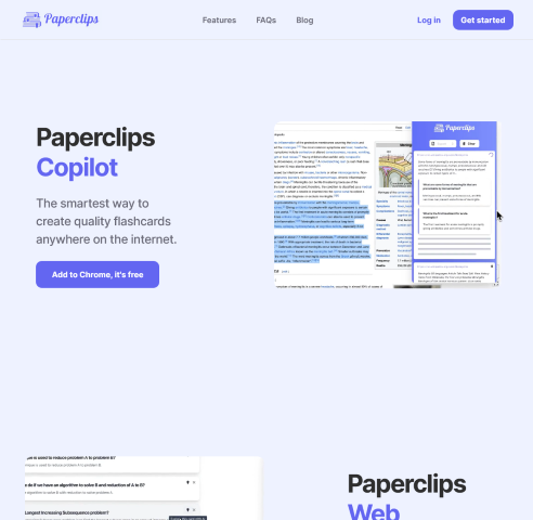 Paperclips is an AI application that streamlines your study process by converting course notes or web content into high-quality flashcards. Explore its seamless export options and enhanced features to optimize your learning experience. Find out how Paperclips can benefit you!