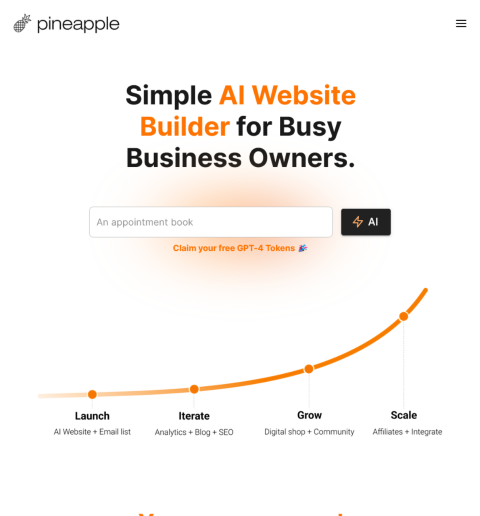 PineappleBuilder is an AI-driven platform that enables quick and easy website creation for entrepreneurs and small business owners. Find out more about its features