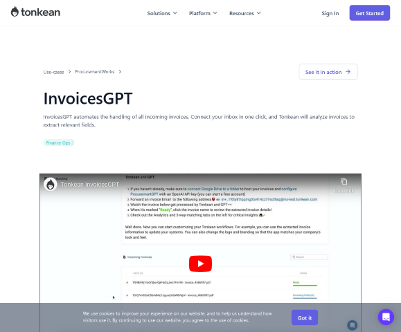 Explore Tonkean's InvoicesGPT