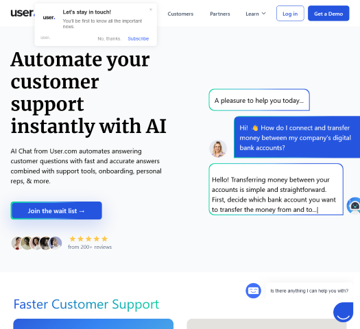 Discover how User.com's AI Chat can elevate your customer service through intelligent automation