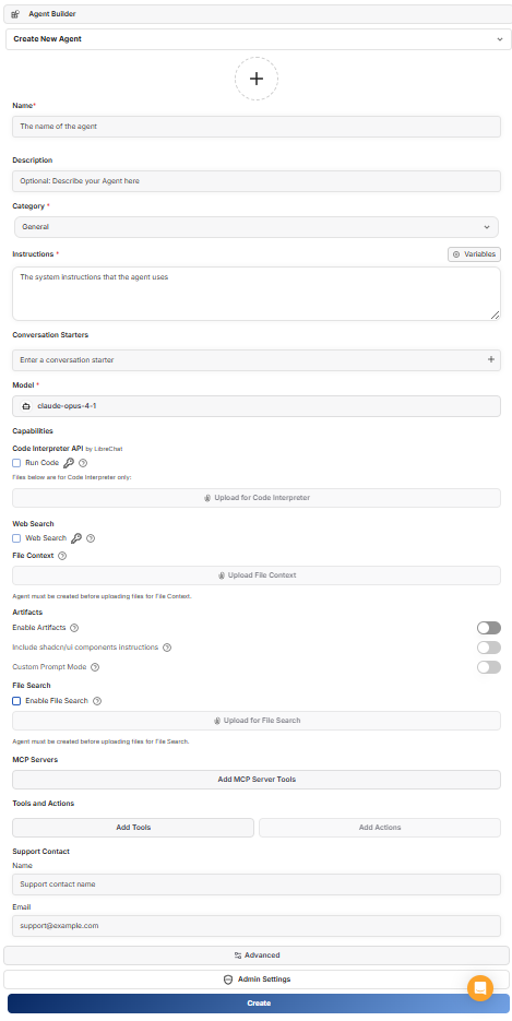 AlmmaGPT Agent Builder interface showing configuration options