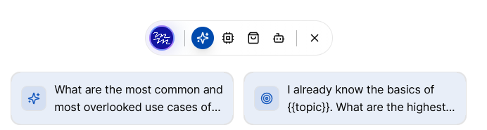 AlmmaGPT prompt suggestions showing smart autocomplete options