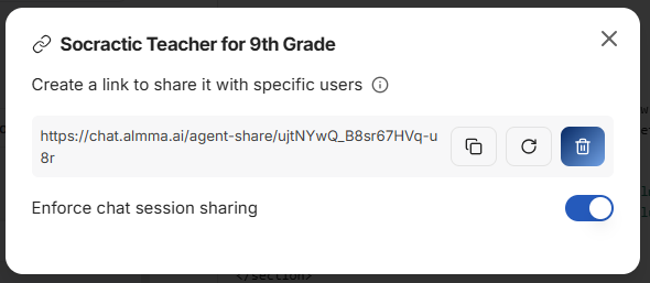 Sharing settings with session monitoring enabled